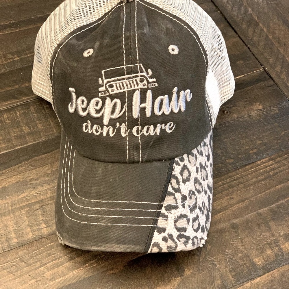Jeep Hair Don’t Care Embroidered Hat - leopard